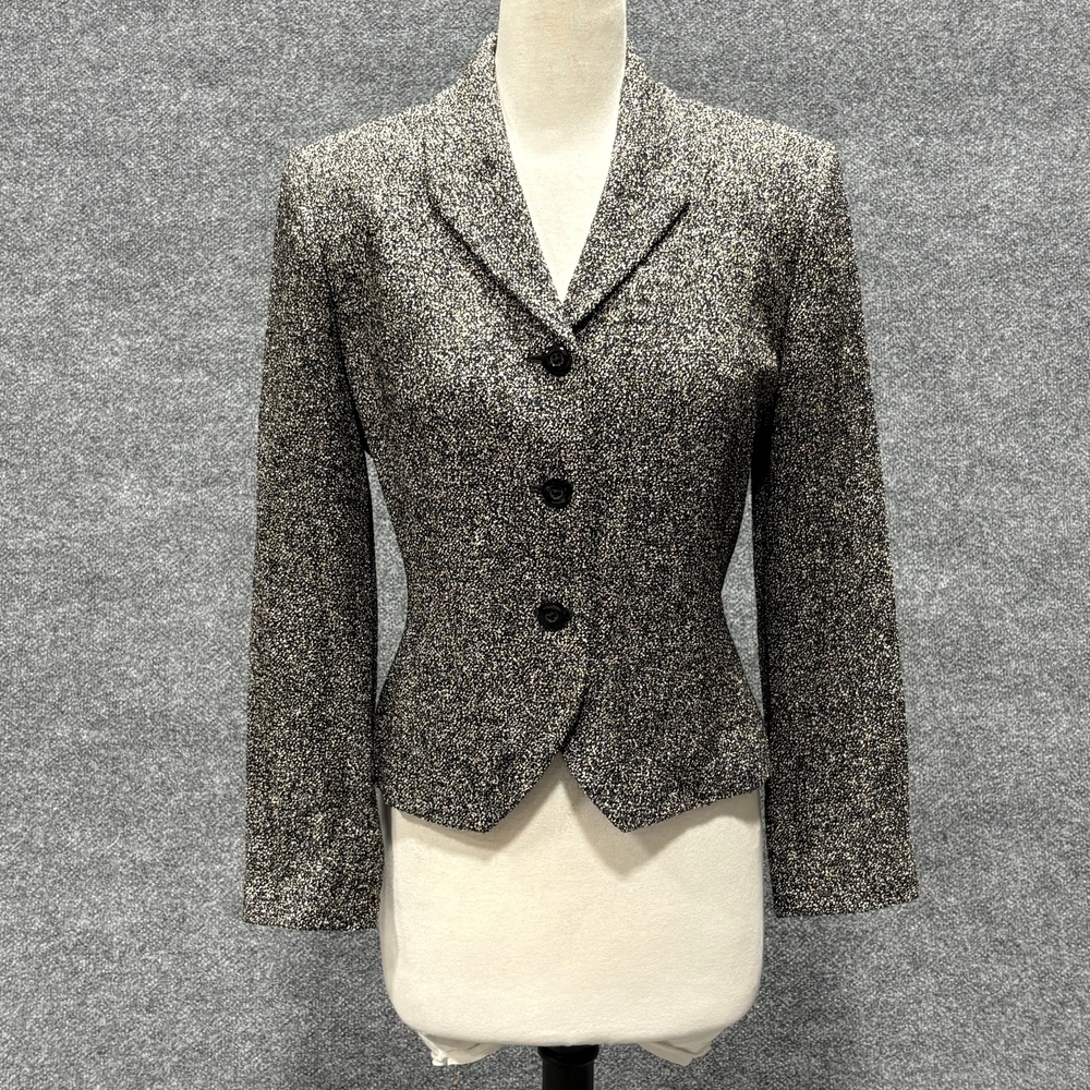 Studio 121 Blazer Womens 6 Black Wool Blend Boucle 3 Button Jacket Japan Career